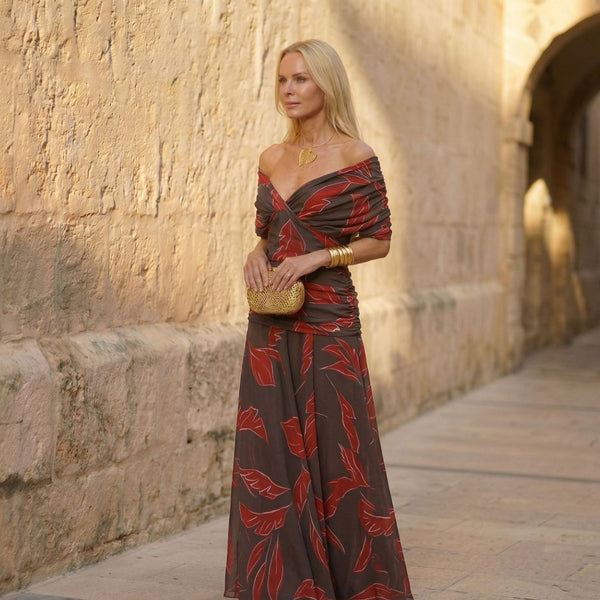 Poppy | Élégante Robe à Motif Feuilles