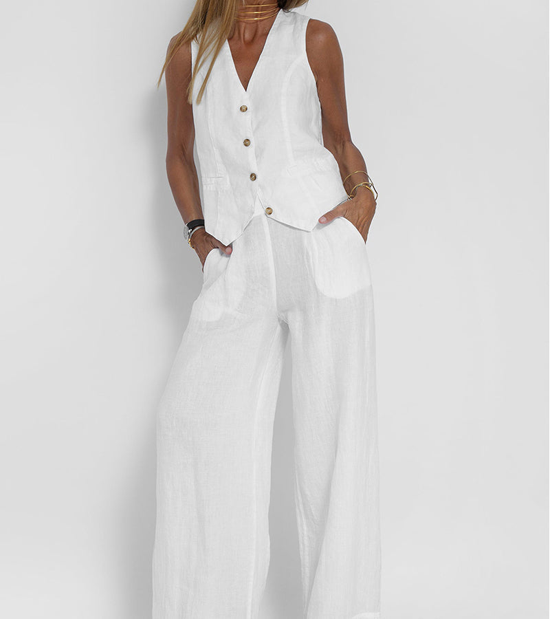 Aira - Ensemble Gilet Boutonné & Pantalon Large